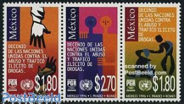 Delcampe - Mexico 1996 Anti Drugs Decade 3v [::], Mint NH, Health - Health - Mexico