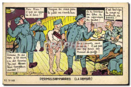 Delcampe - CPA Fantaisie Militaria Permissionnaires La Rentree - Humour