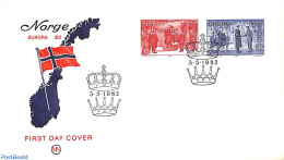 Delcampe - Norway 1982 Europa, History 2v, First Day Cover, History - Europa (cept) - History - Briefe U. Dokumente