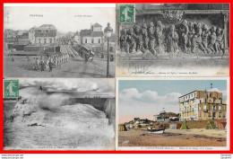 Delcampe - 4 CPA (50) Cherbourg "le Pont Tournant Et La Jetée". Coutainville "hôtel De La Plage". Poutorson, Int De L'église...*607 - Cherbourg