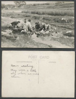 Delcampe - China Old Real Photo Postcard Chinese Washerwomen Women & Girls Washing By River - China