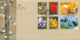 Delcampe - Singapore 2006 Flowers 6v, Joint Issue Japan, First Day Cover, Nature - Various - Birds - Flowers & Plants - Joint Iss.. - Joint Issues