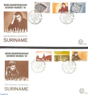 Delcampe - Suriname, Republic 1984 Chess Karpov/Kasparov 6v, First Day Cover, Sport - Chess - Schach