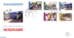 Delcampe - Suriname, Republic 1986 Child Welfare 5v, First Day Cover, Performance Art - Science - Transport - Various - Dance & B.. - Danse