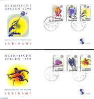Delcampe - Suriname, Republic 1996 Olympic Games Atlanta 6v, First Day Cover, Sport - Badminton - Basketball - Cycling - Olympic .. - Badminton