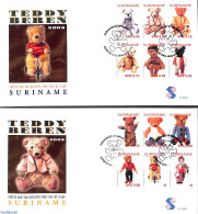 Delcampe - Suriname, Republic 2005 Teddy Bears 12v Sheetlet, First Day Cover, Sport - Various - Cycling - Teddy Bears - Toys & Ch.. - Radsport