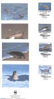 Delcampe - Turkmenistan 1993 Seals 4v, Only WWF, First Day Cover, Nature - Sea Mammals - World Wildlife Fund (WWF) - Turkmenistan