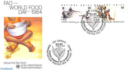 Delcampe - United Nations, Geneva 1984 World Food Day 2v, First Day Cover, Health - Nature - Food & Drink - Fishing - Ernährung