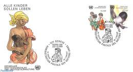 Delcampe - United Nations, Geneva 1985 Children Care 2v, First Day Cover, Health - Science - Food & Drink - Education - Ernährung