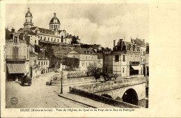 Delcampe - 10644 CPA Segré - Vue De L'Eglise, Du Quai Et Du Pont De La Rue De Bretagne - Segre