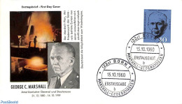 Delcampe - Germany, Federal Republic 1960 G.C. Marshall 1v, First Day Cover, History - Europa Hang-on Issues - Nobel Prize Winners - Lettres & Documents
