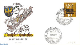 Delcampe - Germany, Federal Republic 1960 125 Years Railways 1v, First Day Cover, Transport - Railways - Lettres & Documents