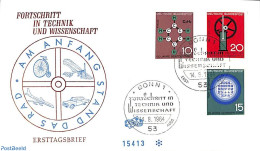 Delcampe - Germany, Federal Republic 1964 Science & Technics 3v, First Day Cover, Science - Atom Use & Models - Chemistry & Chemi.. - Lettres & Documents