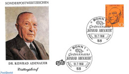 Delcampe - Germany, Federal Republic 1968 K. Adenauer 1v, First Day Cover, History - Europa Hang-on Issues - Politicians - Lettres & Documents