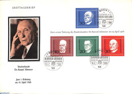Delcampe - Germany, Federal Republic 1968 Adenauer S/s, First Day Cover, History - Churchill - Europa Hang-on Issues - Politicians - Lettres & Documents