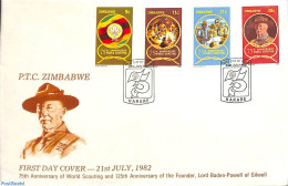 Delcampe - Zimbabwe 1982 Scouting 4v, First Day Cover, Sport - Scouting - Zimbabwe (1980-...)