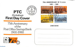 Delcampe - Zimbabwe 1980 Postal Saving Bank S/s, First Day Cover, Various - Banking And Insurance - Art - Architecture - Zimbabwe (1980-...)