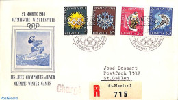Delcampe - Switzerland 1948 Olympic Winter Games 4v, First Day Cover, Sport - Ice Hockey - Olympic Winter Games - Skiing - Sport .. - Briefe U. Dokumente