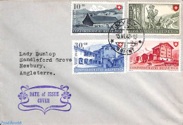 Delcampe - Switzerland 1948 Pro Patria 4v, First Day Cover, Nature - Dogs - Art - Architecture - Briefe U. Dokumente