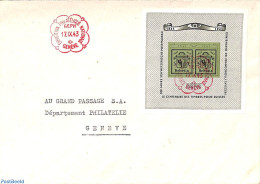 Delcampe - Switzerland 1943 GEPH Stamp Exposition S/s, First Day Cover, Stamps On Stamps - Briefe U. Dokumente