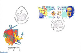 Delcampe - Finland 1992 Europa, Discovery Of America 2v [:], First Day Cover, History - Transport - Various - Europa (cept) - Exp.. - Briefe U. Dokumente