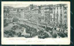 Delcampe - Genova Città Piazza Caricamento Carretti STRAPPINO PIEGHE Cartolina WX3320 - Genova (Genua)