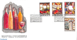 Delcampe - Greece 1981 Exports 4v, First Day Cover, History - Nature - Various - Geology - Fruit - Export & Trade - Textiles - Lettres & Documents