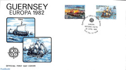 Delcampe - Guernsey 1982 Europa 2v, First Day Cover, History - Europa (cept) - Guernsey