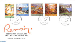 Delcampe - Guernsey 1983 Renoir Paintings 5v, First Day Cover, Art - Modern Art (1850-present) - Paintings - Guernsey