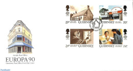 Delcampe - Guernsey 1990 Europa, Post Offices 4v, First Day Cover, History - Europa (cept) - Post - Posta