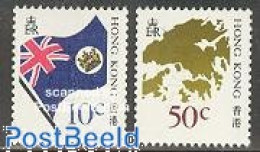 Delcampe - Hong Kong 1987 Definitives 2v (without Year), Mint NH, History - Various - Flags - Maps - Ongebruikt