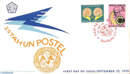 Delcampe - Indonesia 1970 25 Years Indonesian Post 2v, First Day Cover, Post - Posta