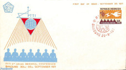 Delcampe - Indonesia 1971 Regional Post 1v, First Day Cover, Nature - Birds - Post - Pigeons - Posta