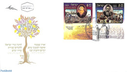 Delcampe - Israel 2008 Rabbi Mohilewer & Rabbi Kalischer 2v, First Day Cover, Nature - Religion - Cattle - Horses - Judaica - Lettres & Documents