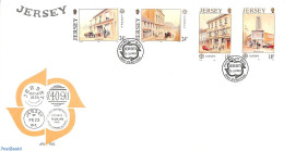 Delcampe - Jersey 1990 Europa, Post Offices 4v, First Day Cover, History - Transport - Europa (cept) - Post - Automobiles - Posta