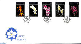 Delcampe - Jersey 1993 Orchids 5v, First Day Cover, Nature - Flowers & Plants - Orchids - Jersey