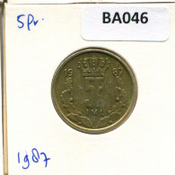 Delcampe - 5 FRANCS 1987 LUXEMBURG LUXEMBOURG Münze #BA046 - Luxembourg