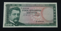 Delcampe - Iceland 500 Krónur L.1961 Seðlabanki Íslands P-45 AUNC - Islande