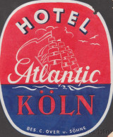 Delcampe - GERMANY  KOLN/COLONIA LUGGAGE LABEL: HOTEL  ATLANTIC - Autres & Non Classés