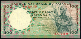 Delcampe - Banque Nationale Du Katanga, 100 Francs. 15.9.1962. III+ Pick 12. - Ohne Zuordnung