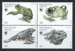 Delcampe - HAITI 1999 - W.W.F. - Reptiles - Iguane Et Grenouille - 4 V. - Ungebraucht