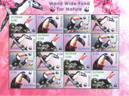 Delcampe - GUYANE 2003 - W.W.F. - Toucan Toco - Feuillet De 4 Séries - Ungebraucht