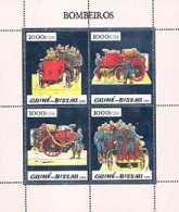 Delcampe - GUINEE BISSAU 2005 - Pompiers Et Véhicules - 4 V. Argent - Pompieri