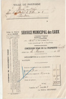 Delcampe - 95-Service Municipal Des Eaux..Concession Lemesle...Pontoise..Val D'Oise...1928 - Autres & Non Classés
