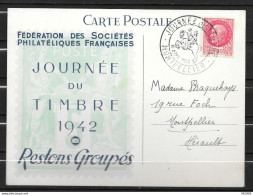 Delcampe - 1942 - Journée Du Timbre - MONTPELLIER - 2 - ....-1949