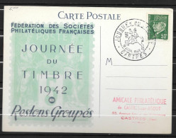 Delcampe - 1942 - Journée Du Timbre - CASTRES - 1 - ....-1949