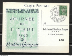 Delcampe - 1942 - Journée Du Timbre - DOLE - 2 - ....-1949