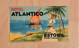 Delcampe - Hotel Atlantico Monte Estoril Portugal - Vintage Luggage Label Etiquette Tag Sticker - Etiquettes D'hotels