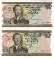Delcampe - DWN - LUXEMBOURG P.55a - 50 Francs 1972 VF+ Lot Of 2 Banknotes - Luxembourg
