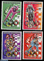Delcampe - Central Africa 1990 Olympic Winter Games 4v, Mint NH, Sport - Olympic Winter Games - Skating - Skiing - Sci